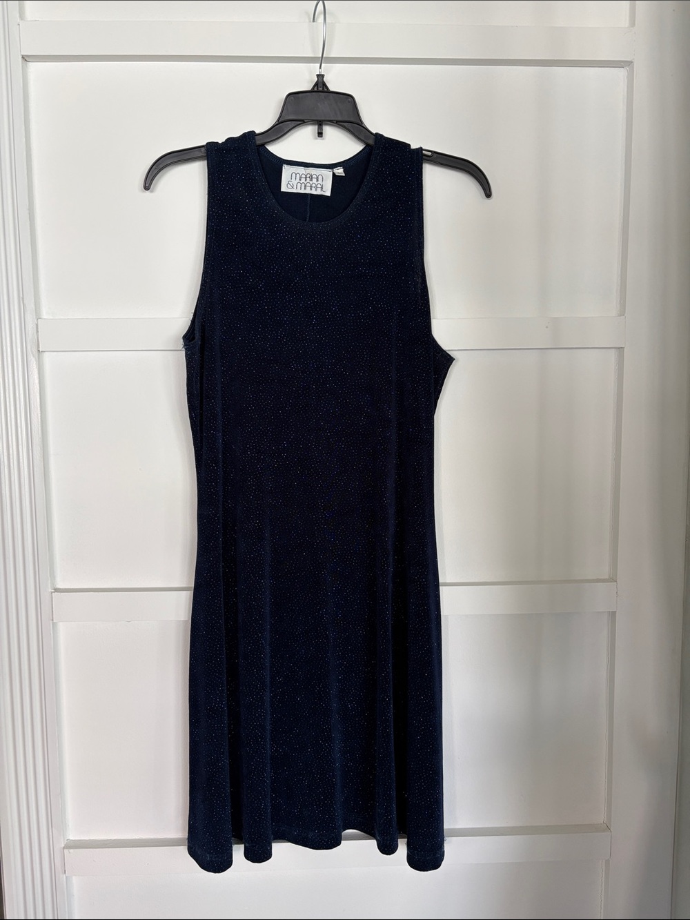 Sleeveless Navy Sparkle Mini Dress by Marian & Maral Size L